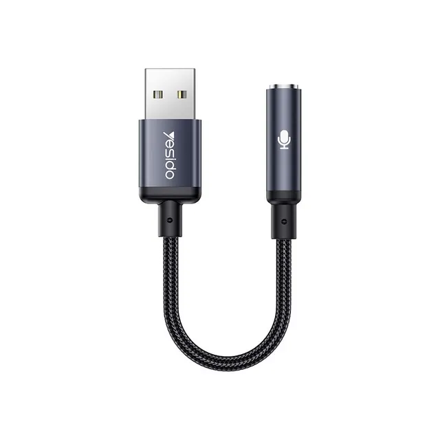 Yesido YAU46 Μετατροπέας Ήχου USB σε 3.5mm Jack 15cm Μαύρο