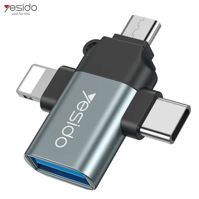 Αντάπτορας Yesido GS15 3-in-1 Lightning/Micro USB/Type-C σε USB Γκρι