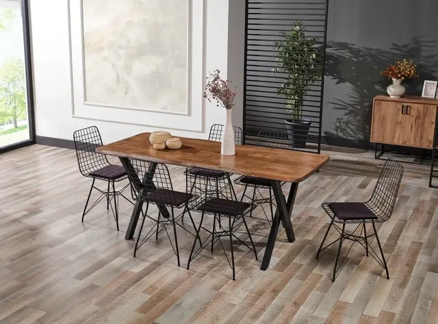 Τραπεζαρία 80x180 με Καρέκλες Μαύρου Χρώματος 80x180 cm