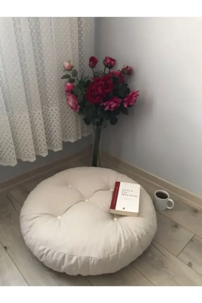 Μίνι στρογγυλό μαξιλάρι δαπέδου με μαξιλάρι σε χρώμα χακί Χακί 60x60 cm
