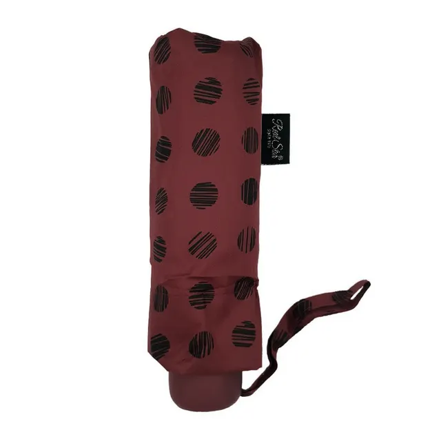 Ομπρέλα Βροχής Χειρός Compact Dot Μονόχρωμη Χειροκίνητη Μπορντό