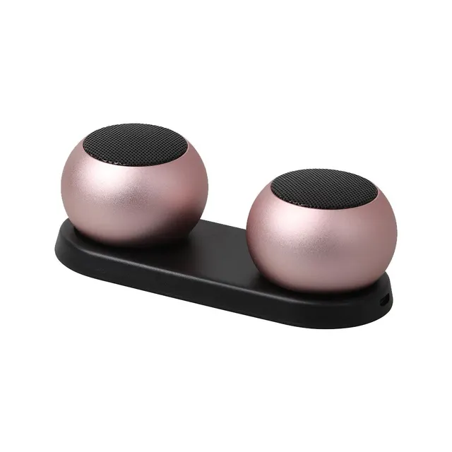 Ηχεία Bluetooth Sonique Mini TWS Double Luxury Beat Ροζ Χρυσό