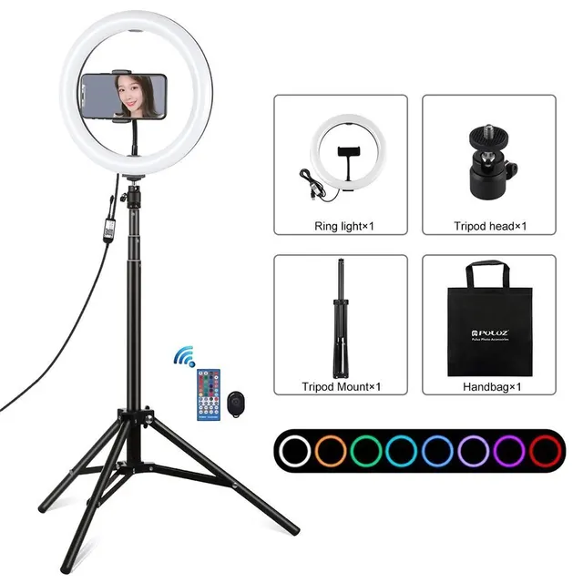 Ring Light Puluz 10.2" 26cm RGBW LED με Τρίποδο 1.65cm με Βάση Κινητού