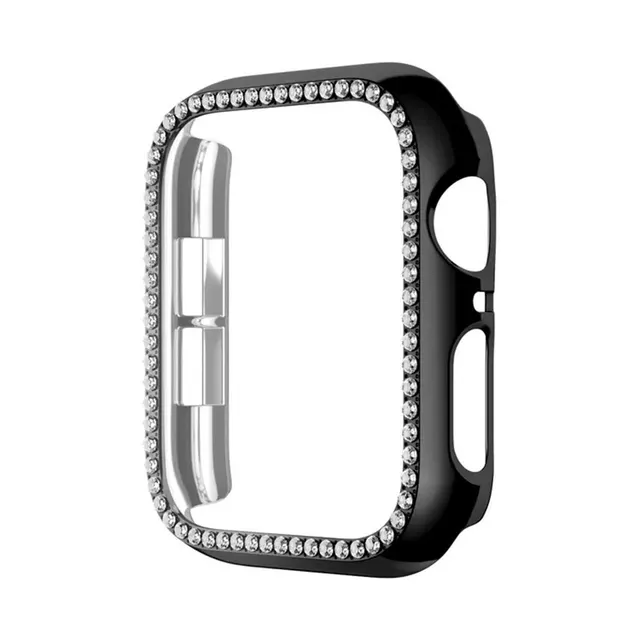 Θήκη Προστασία Luxury Diamond PC + Tempered Glass Sonique για Apple Watch 4/5/6/SE/SE 2/SE 3 44mm Μαύρο