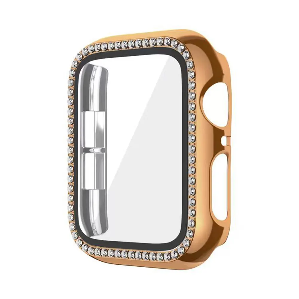 Θήκη Προστασία Luxury Diamond PC + Tempered Glass Sonique για Apple Watch 7/8/9 41mm Μπρονζέ
