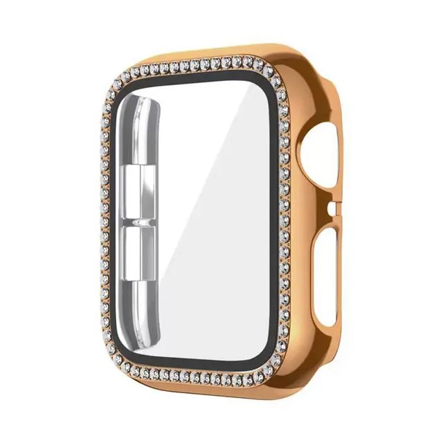 Θήκη Προστασία Luxury Diamond PC + Tempered Glass Sonique για Apple Watch 7/8/9 41mm Μπρονζέ