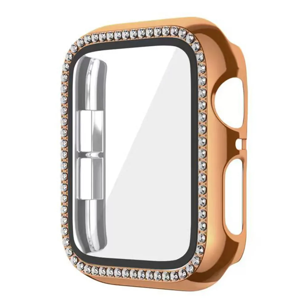 Θήκη Προστασία Luxury Diamond PC + Tempered Glass Sonique για Apple Watch 4/5/6/SE/SE 2/SE 3 40mm Μπρονζέ