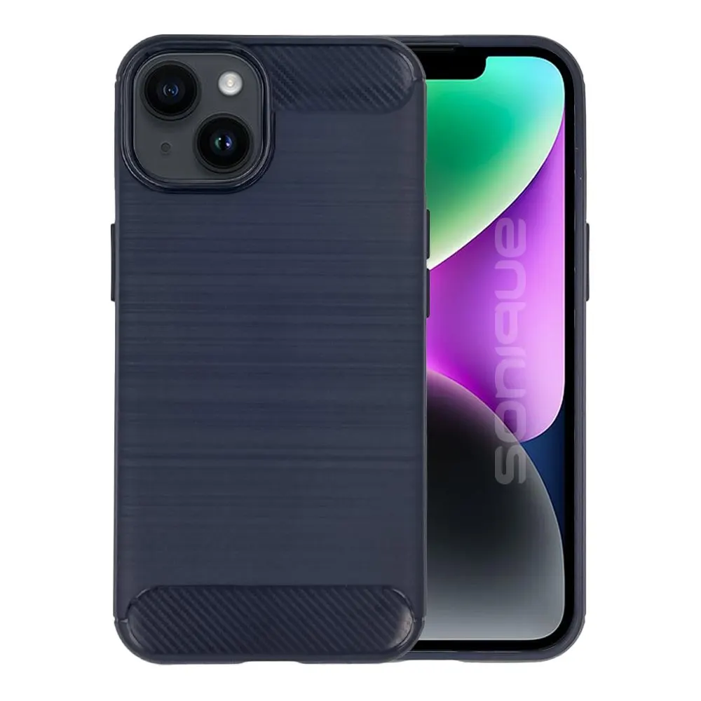 Θήκη Σιλικόνης Sonique Carbon Brushed Apple iPhone 14 Plus Μπλέ