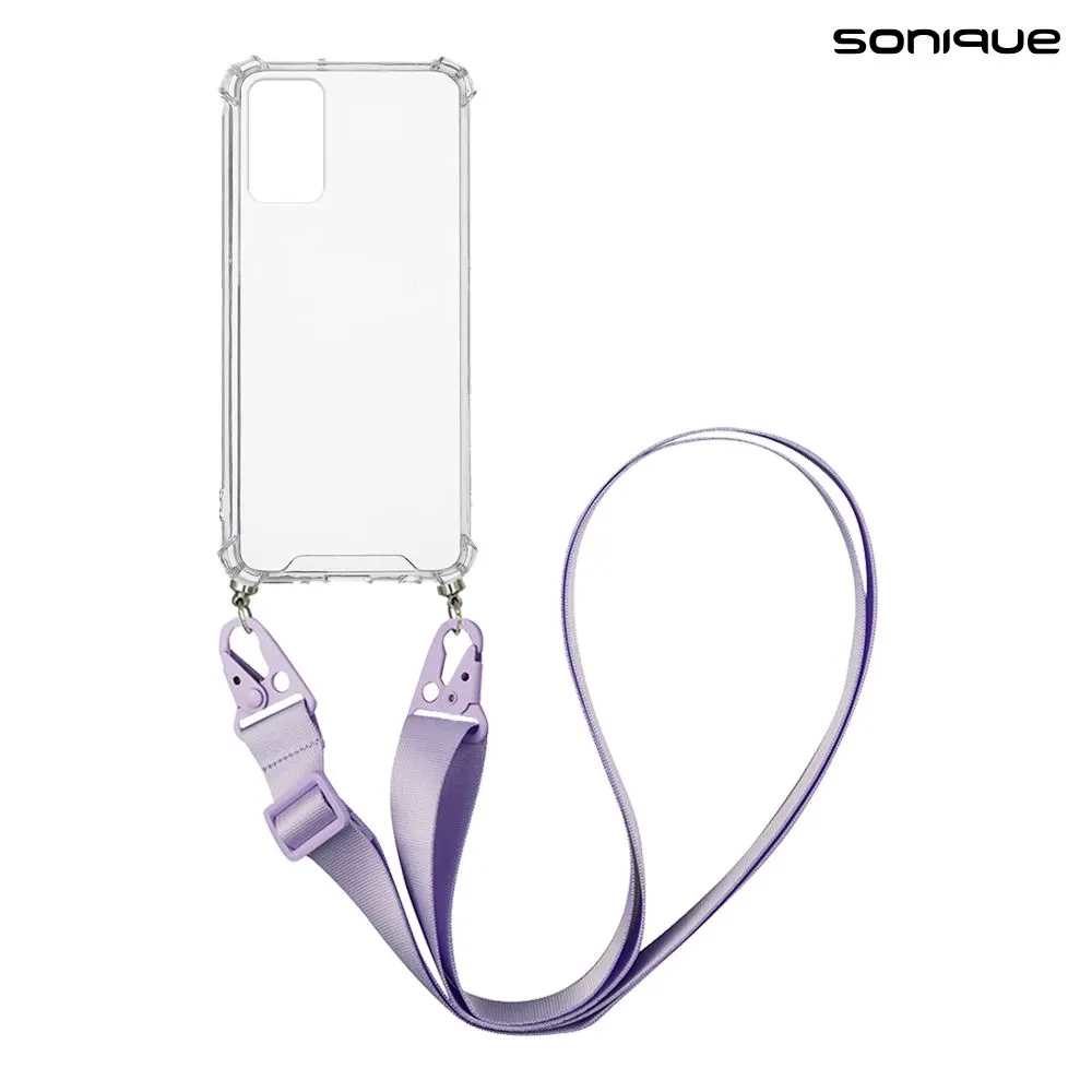 Θήκη Σιλικόνης με Strap Sonique Armor Clear Xiaomi Redmi Note 10 / Redmi Note 10s / Poco M5s Λιλά