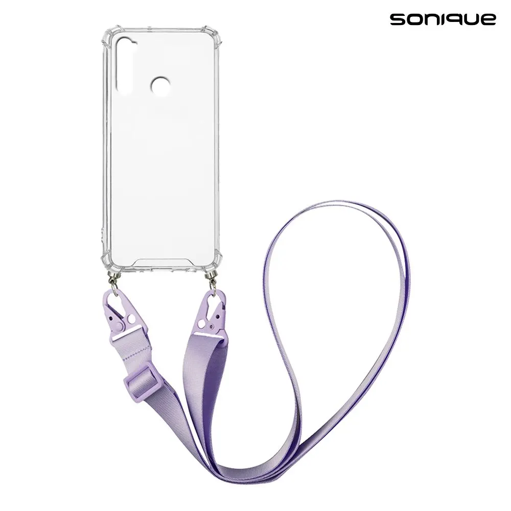 Θήκη Σιλικόνης με Strap Sonique Armor Clear Xiaomi Redmi Note 8 / Redmi Note 8 2021 Λιλά