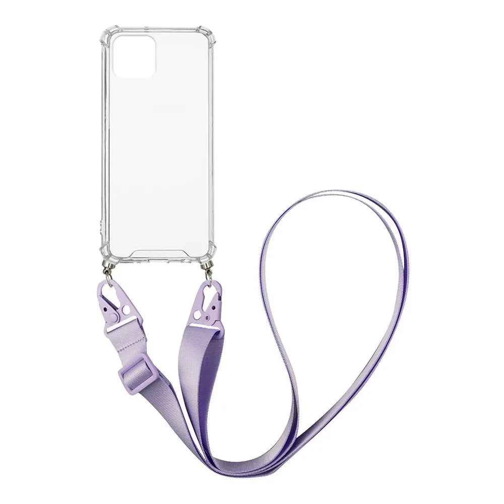 Θήκη Σιλικόνης με Strap Sonique Armor Clear Apple iPhone 12 Pro Max Λιλά