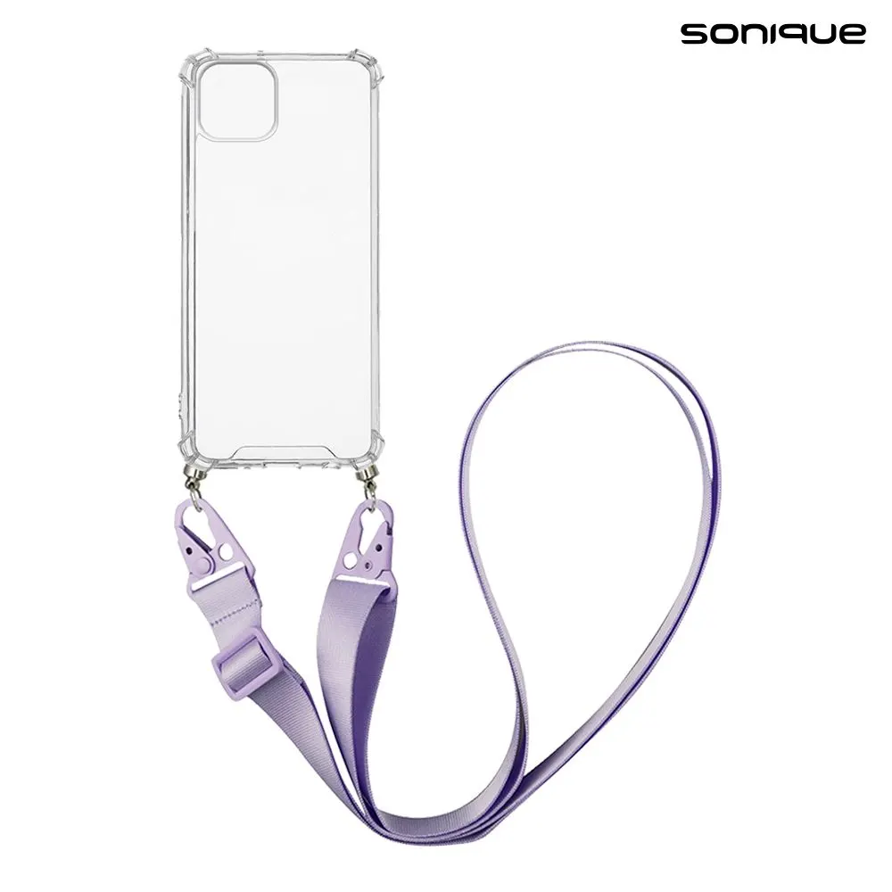Θήκη Σιλικόνης με Strap Sonique Armor Clear Apple iPhone 14 Plus Λιλά