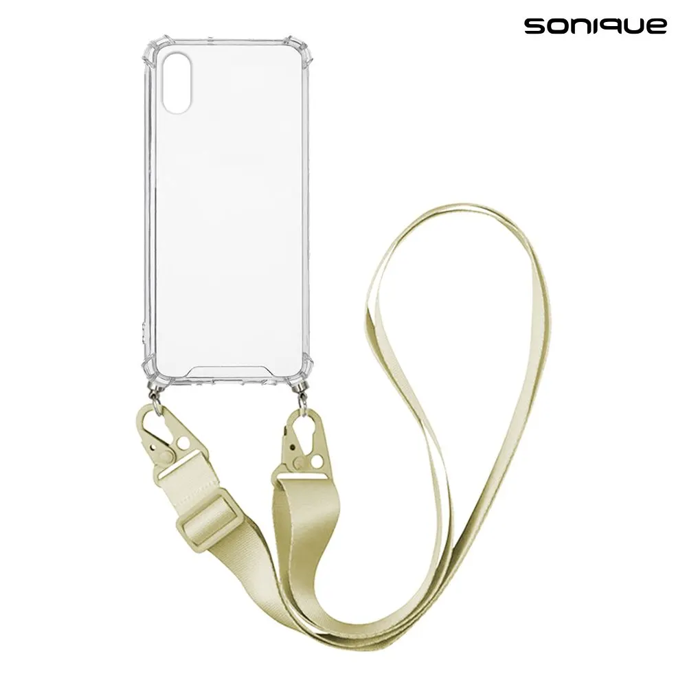 Θήκη Σιλικόνης με Strap Sonique Armor Clear Apple iPhone XR Μπεζ
