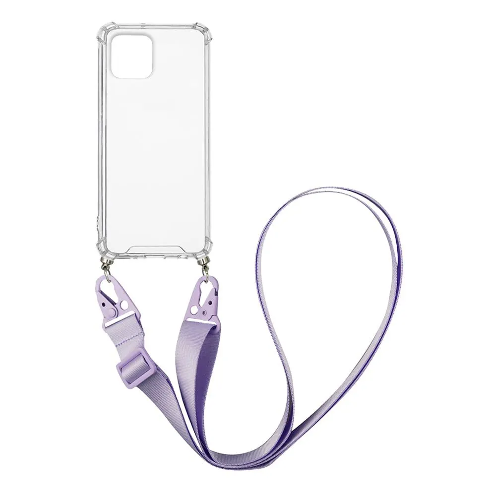 Θήκη Σιλικόνης με Strap Sonique Armor Clear Apple iPhone 11 Λιλά