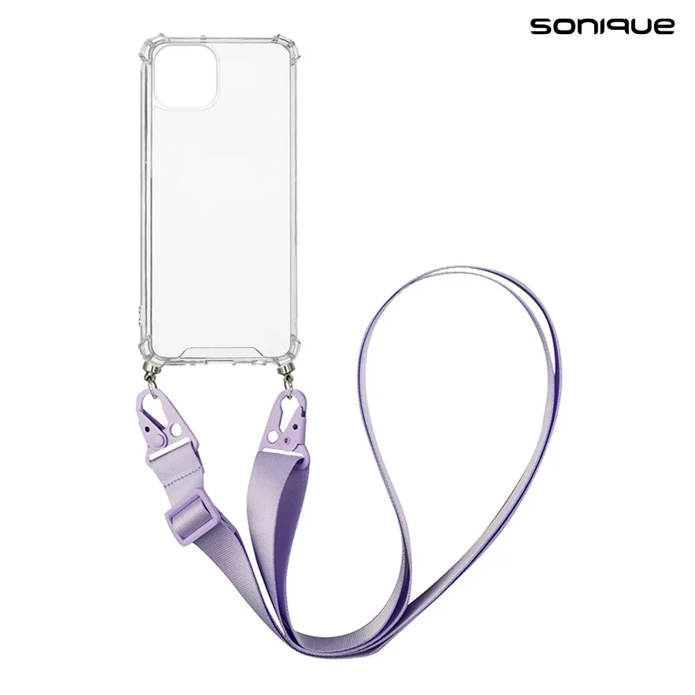 Θήκη Σιλικόνης με Strap Sonique Armor Clear Apple iPhone 14 Λιλά