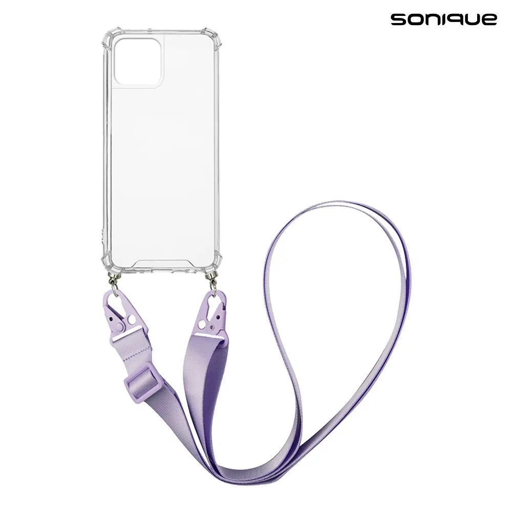 Θήκη Σιλικόνης με Strap Sonique Armor Clear Apple iPhone 15 Λιλά