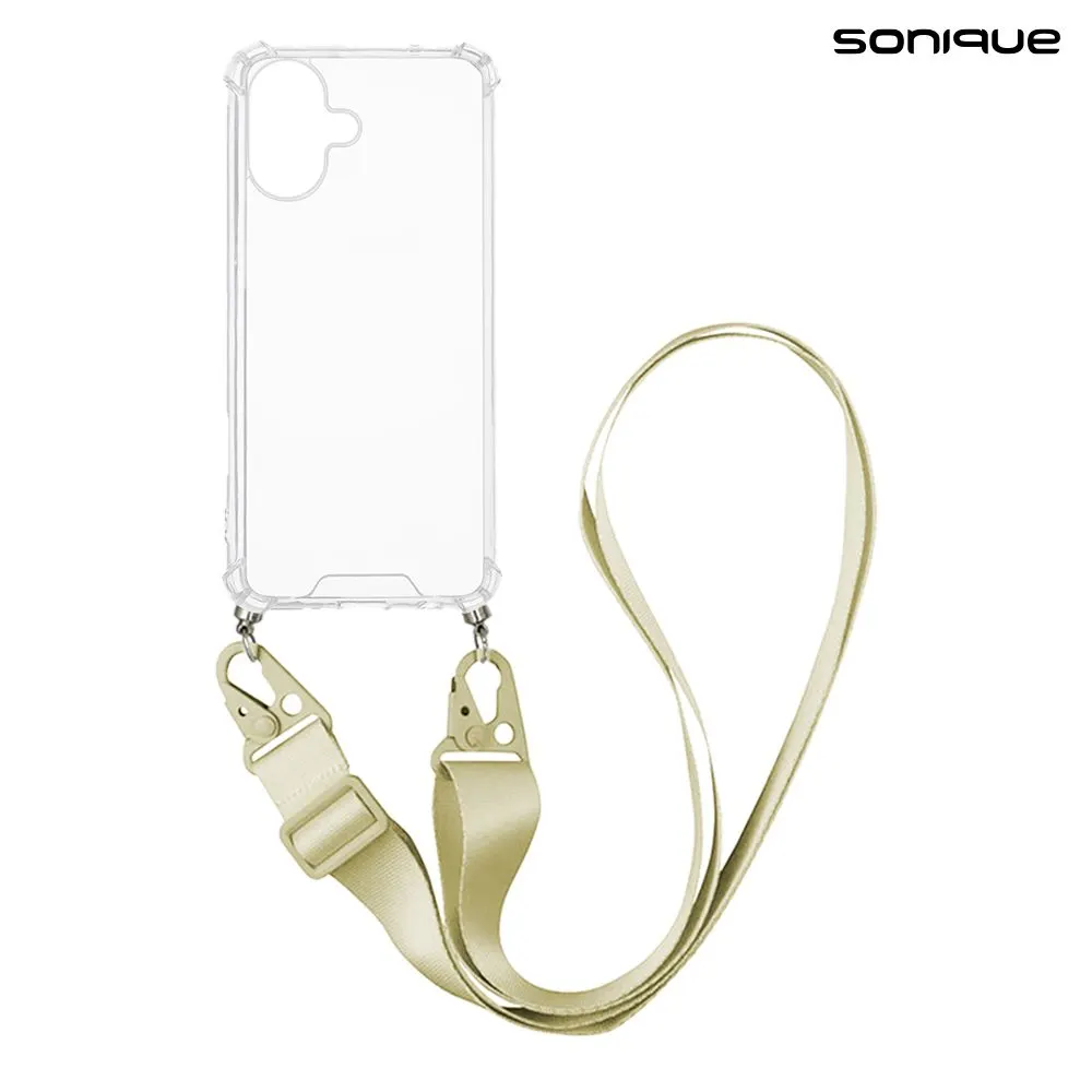 Θήκη Σιλικόνης με Strap Sonique Armor Clear Apple iPhone 16 Plus Μπεζ