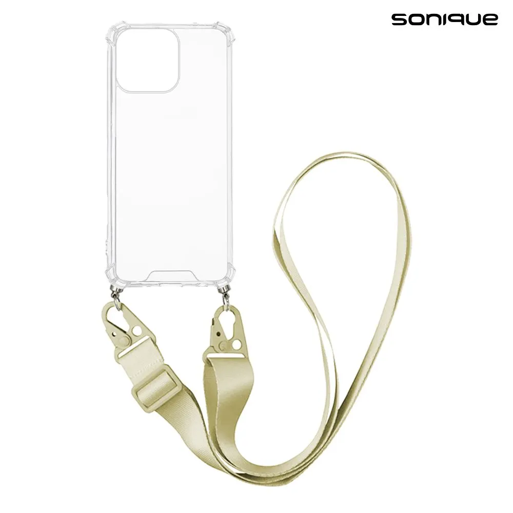 Θήκη Σιλικόνης με Strap Sonique Armor Clear Apple iPhone 16 Pro Max Μπεζ