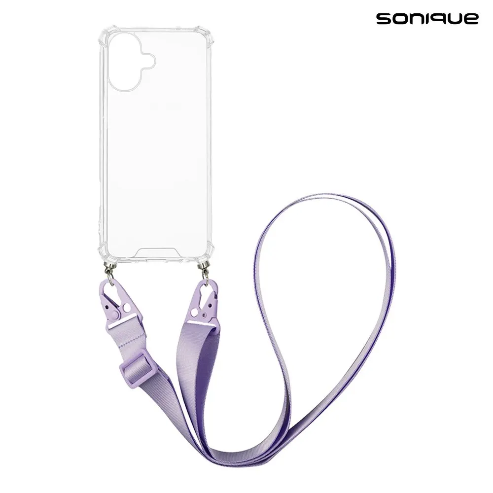 Θήκη Σιλικόνης με Strap Sonique Armor Clear Apple iPhone 17 Λιλά