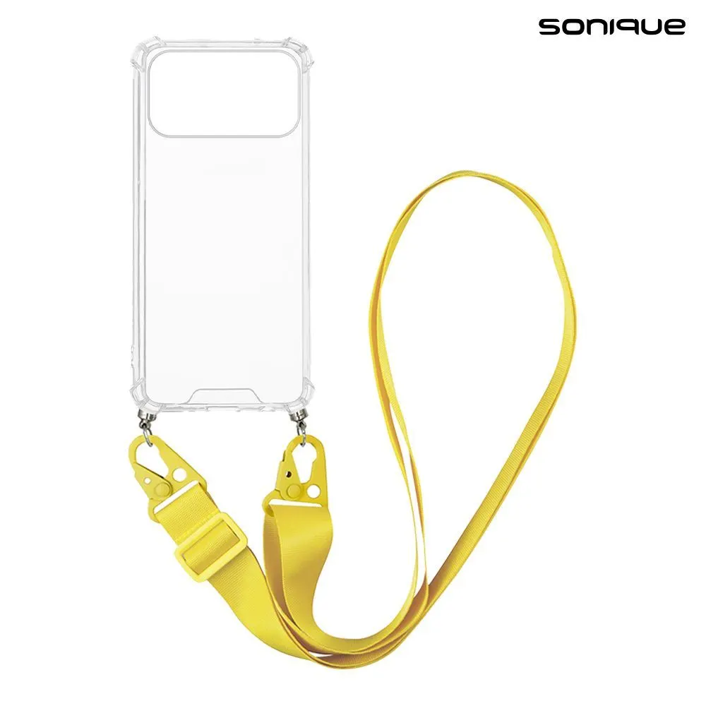 Θήκη Σιλικόνης με Strap Sonique Armor Clear Apple iPhone 17 Pro Max / iPhone 18 Pro Max Κίτρινο