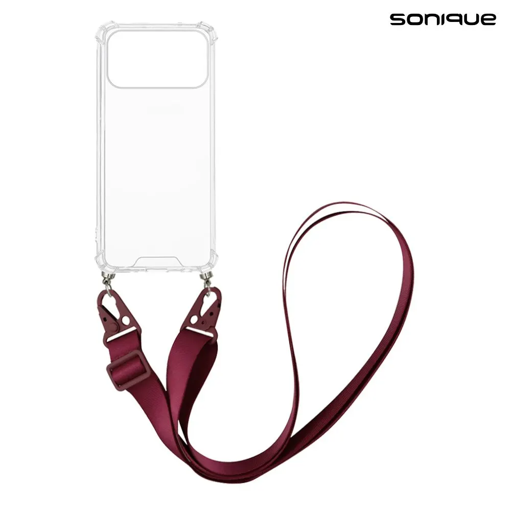 Θήκη Σιλικόνης με Strap Sonique Armor Clear Apple iPhone 17 Pro Max / iPhone 18 Pro Max Μπορντό