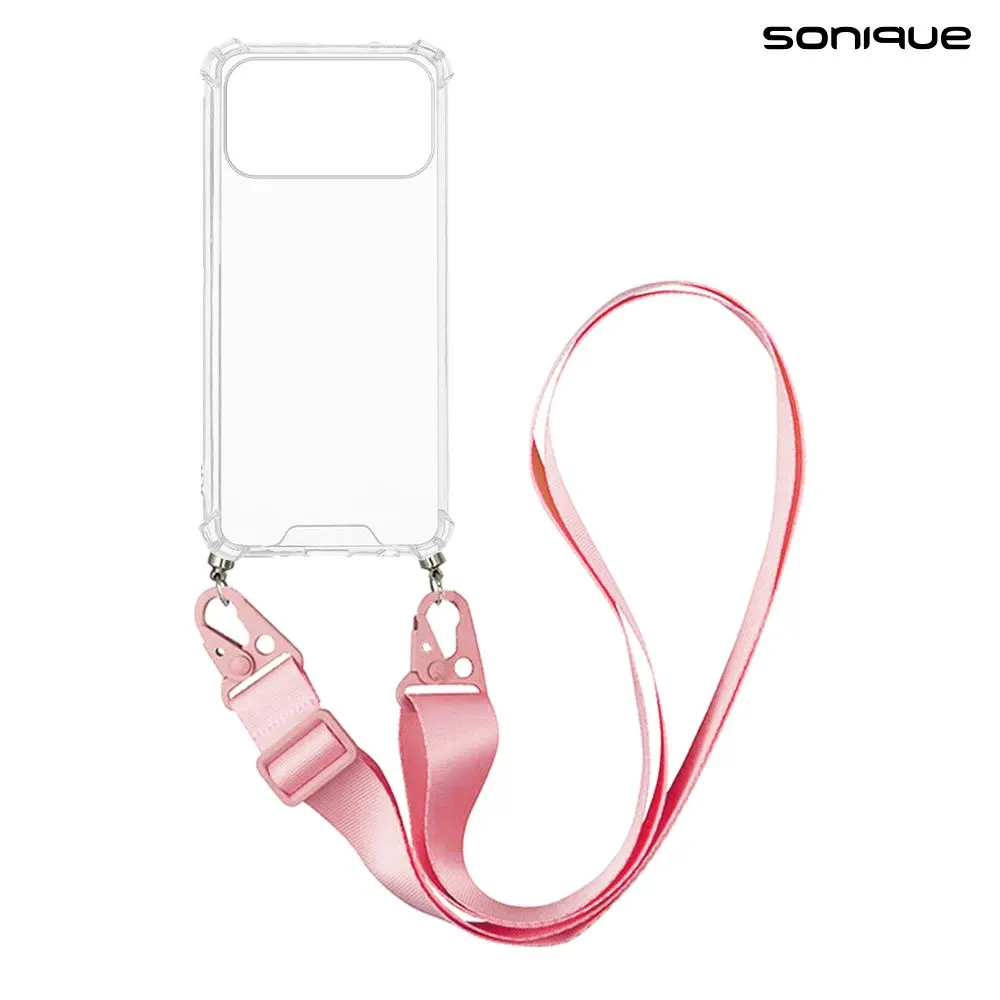 Θήκη Σιλικόνης με Strap Sonique Armor Clear Apple iPhone 17 Pro Max / iPhone 18 Pro Max Ροζ