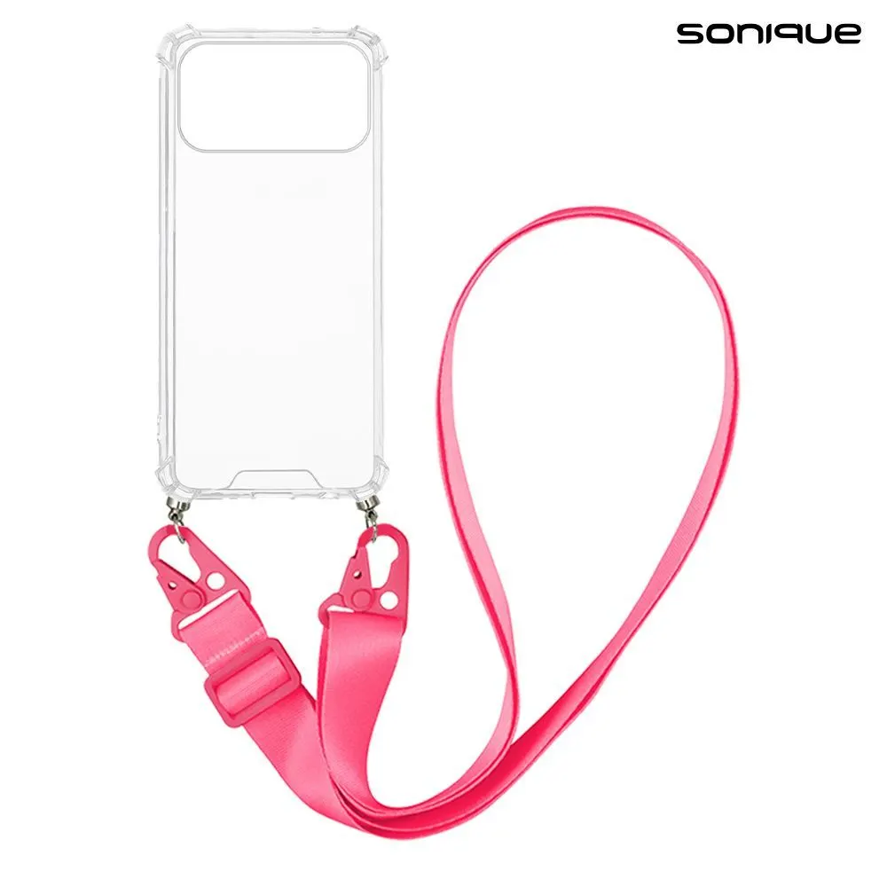 Θήκη Σιλικόνης με Strap Sonique Armor Clear Apple iPhone 17 Pro Max / iPhone 18 Pro Max Φούξια