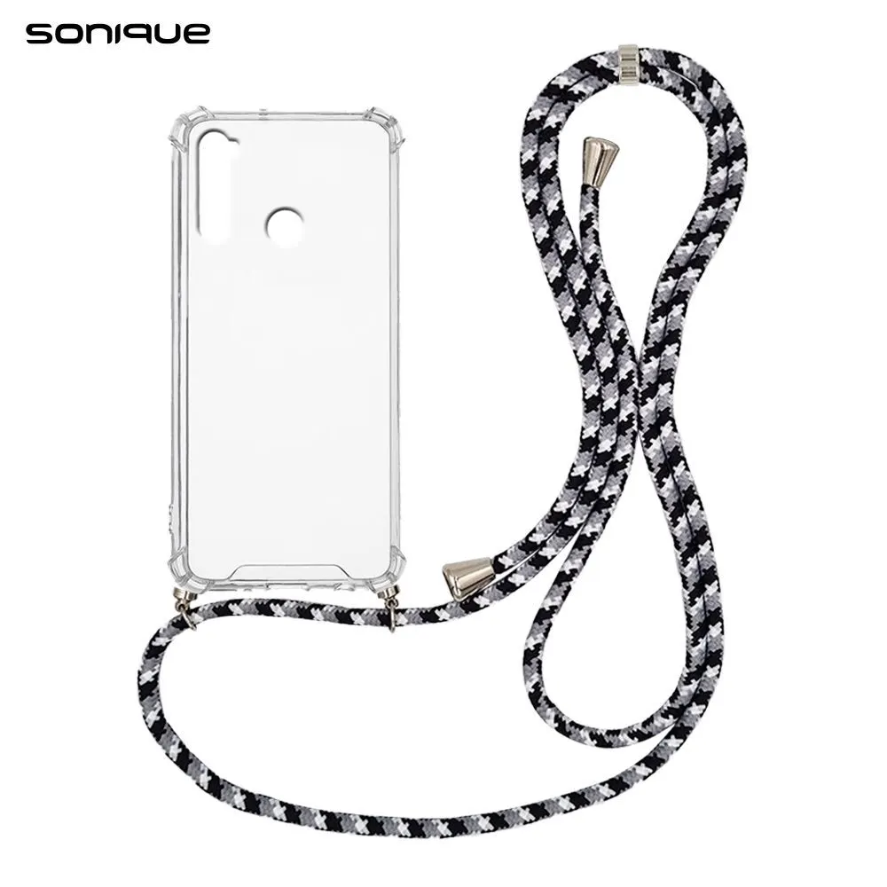 Θήκη Σιλικόνης με Κορδόνι Sonique Armor Clear Xiaomi Redmi Note 8 / Redmi Note 8 2021 Rainbow Μαύρο