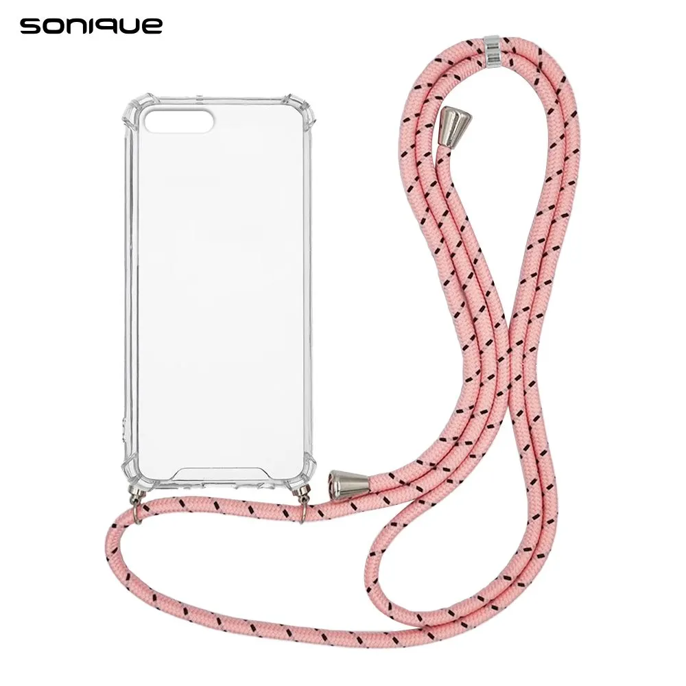 Θήκη Σιλικόνης με Κορδόνι Sonique Armor Clear Apple iPhone 7 Plus / iPhone 8 Plus Rainbow Ροζ
