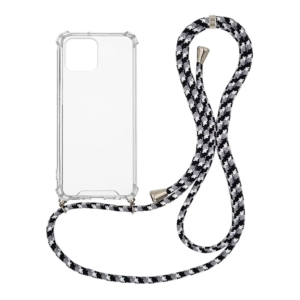 Θήκη Σιλικόνης με Κορδόνι Sonique Armor Clear Apple iPhone 12 / iPhone 12 Pro Rainbow Μαύρο