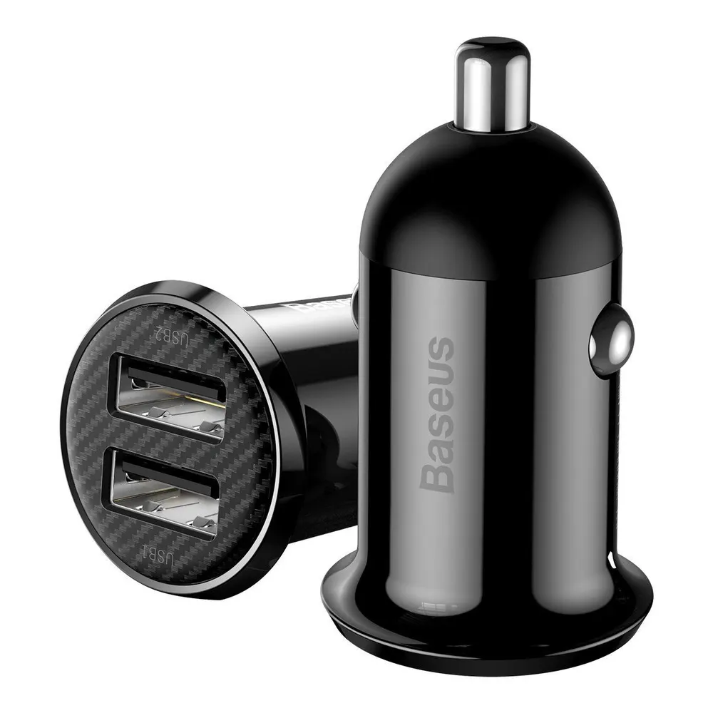 Baseus Φορτιστής Αυτοκινήτου Grain Pro Dual USB 4.8A Μαύρος (CCALLP-01)