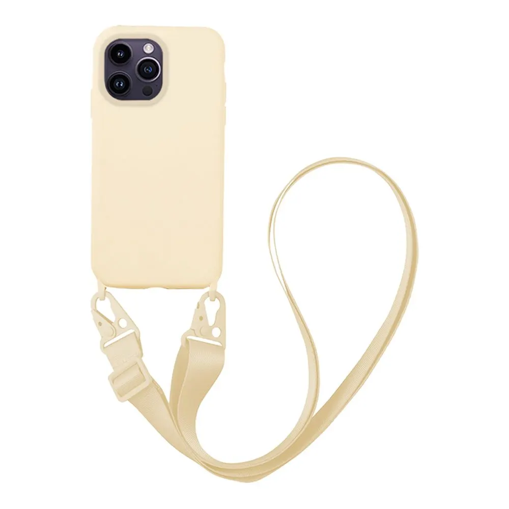 Θήκη Σιλικόνης με Strap CarryHang Sonique Apple iPhone 14 Pro Max Μπεζ
