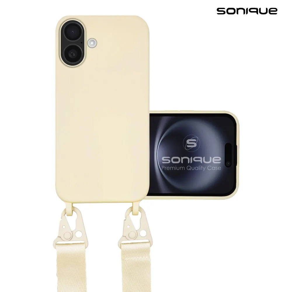 Θήκη Σιλικόνης με Strap CarryHang Sonique Apple iPhone 16 Plus Μπεζ
