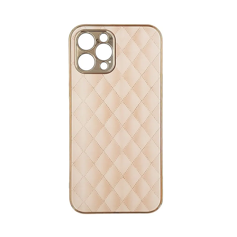 GKK Electroplate Glass Case Apple iPhone 12 Pro Cube Μπεζ