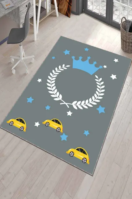 Παιδικό Χαλί Γκρι με Στέμμα Πλενόμενο 120x180 cm