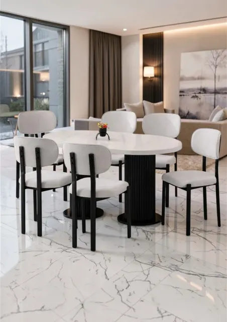 Σετ Τραπεζαρίας Bohem Μάρμαρο Λευκό Μαύρο 170x90x75 cm