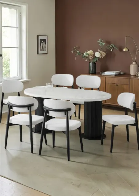 Σετ Τραπεζαρίας 6 Ατόμων Polo Λευκό Μαύρο 170x90x75 cm