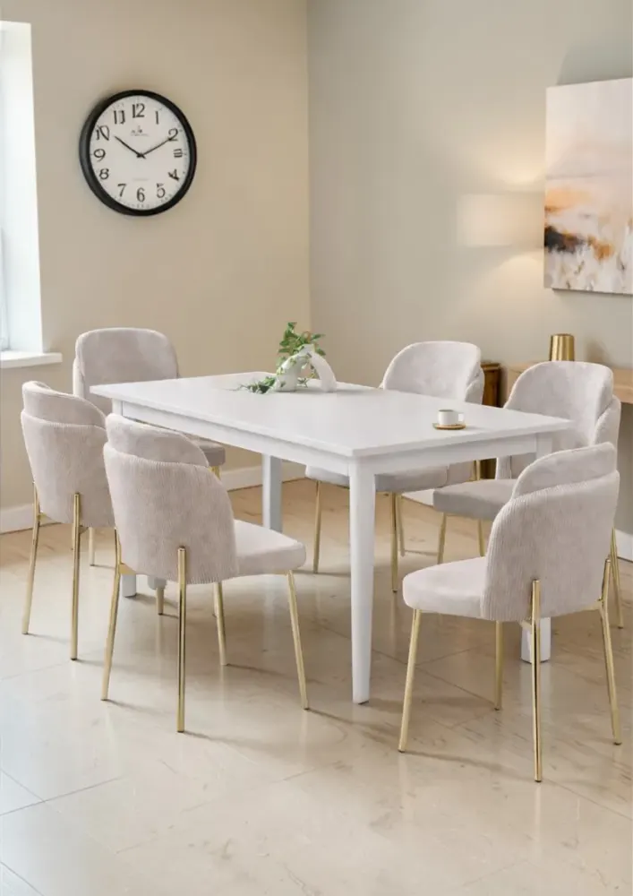 Παρις σετ τραπεζαρίας 6 ατόμων λευκό μπεζ 44x45x105 cm