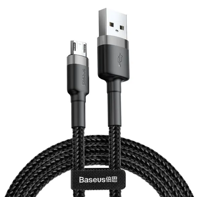 Baseus Καλώδιο MicroUSB Cafule 2.4A 1m (Γκρι/Μαύρο)