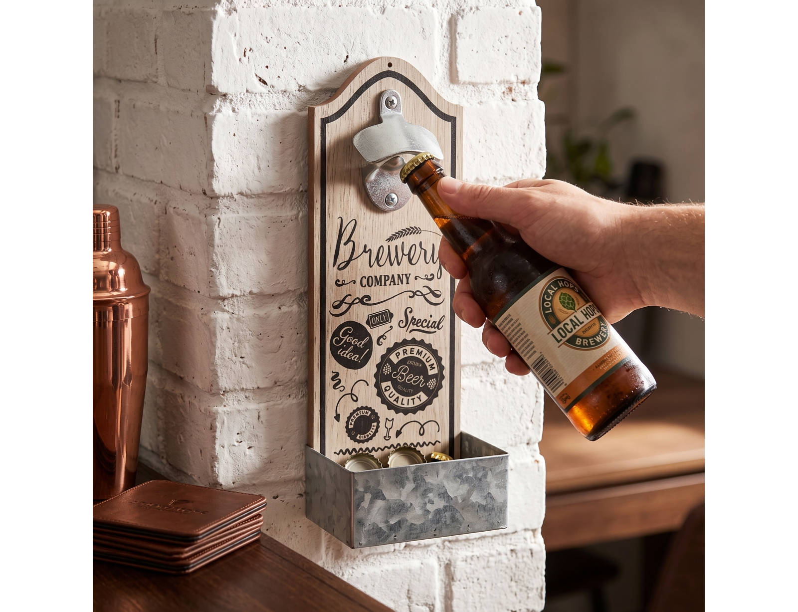 ΣΤΑΘΕΡΆ ΑΝΟΙΧΤΉΡΙΑ ΤΟΊΧΟΥ / ΠΆΓΚΟΥ BOTTLE OPENER BISTRO MDF ZINC HOLDER HZ1911520