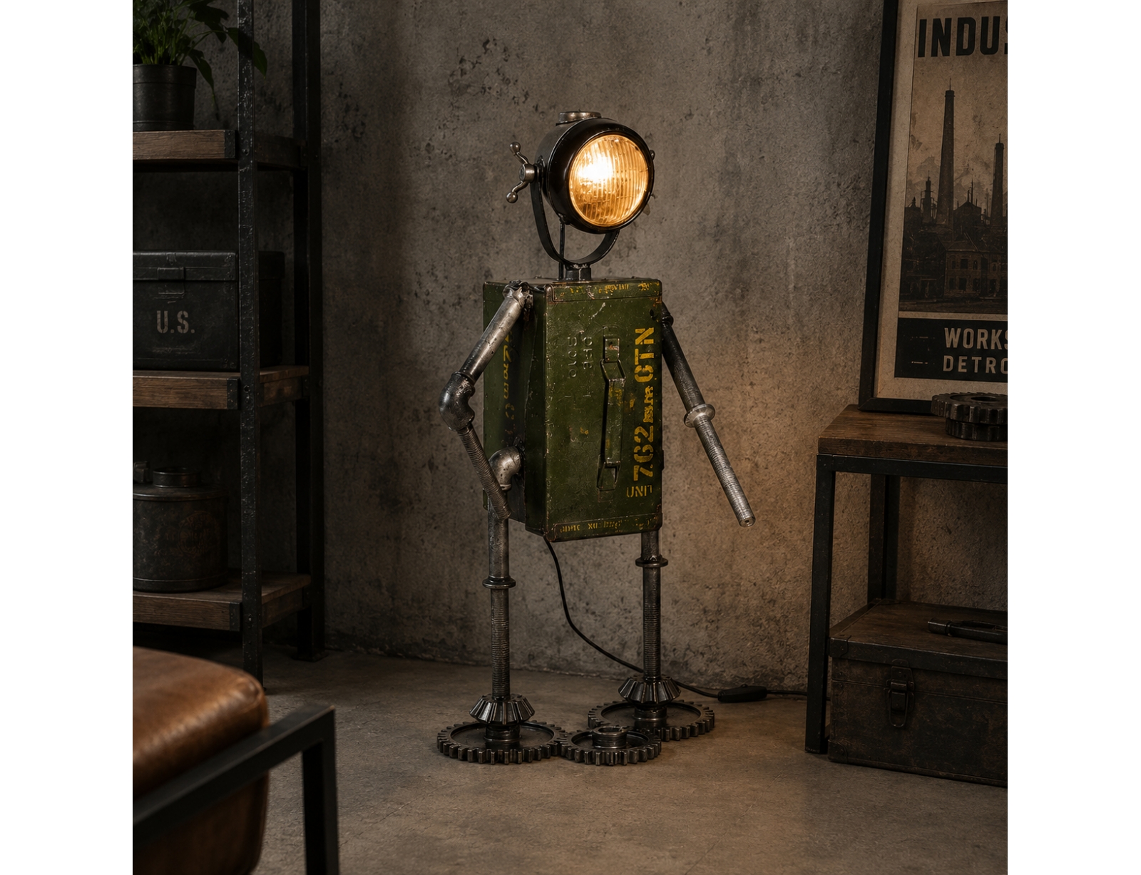 ΛΑΜΠΑ ΕΣΩΤΕΡΙΚΟΥ ΧΩΡΟΥ EXTREME DESIGN ROBOT ΣΙΔΗΡΟΣ ΠΡΑΣΙΝΗ E27 MAX.60W 74939