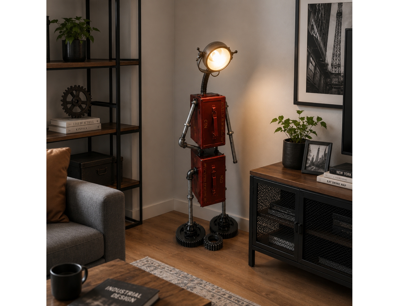 ΛΑΜΠΑ ΕΣΩΤΕΡΙΚΟΥ ΧΩΡΟΥ EXTREME DESIGN ΡΟΜΠΟΤ ΣΙΔΗΡΟΣ ΚΟΚΚΙΝΟΣ E27 MAX.60W 74940
