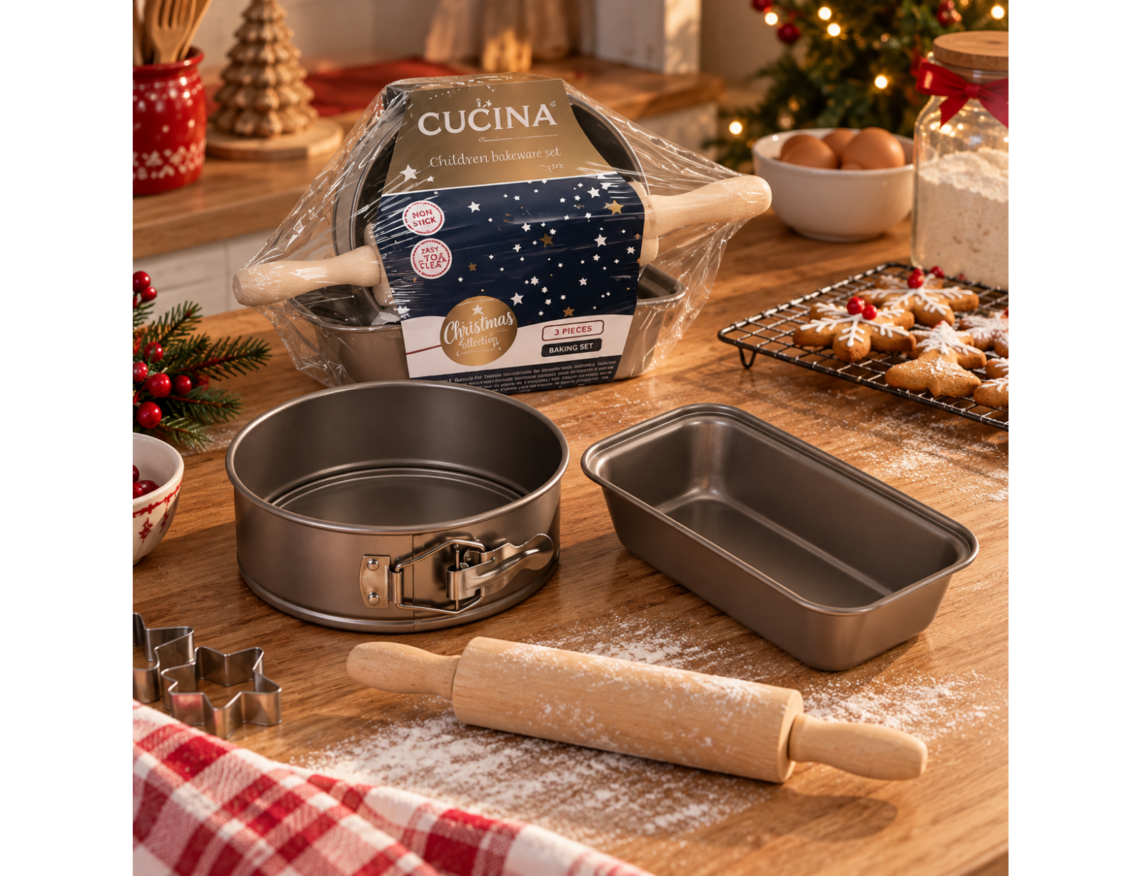 ΧΡΙΣΤΟΥΓΕΝΝΙΆΤΙΚΗ ΖΑΧΑΡΟΠΛΑΣΤΙΚΉ CHILDREN BAKING SET LA CUCINA 3PCS 170113140