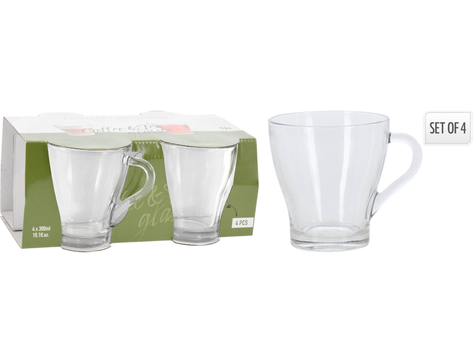 ΚΟΎΠΕΣ COFFEE TEA GLASS 300ML 4PCS YE6000420