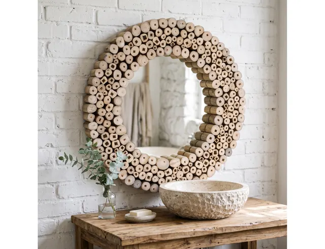 ΔΙΑΚΟΣΜΗΤΙΚΟΊ ΚΑΘΡΈΦΤΕΣ MIRROR TEAK FRAME DIA 50CM J11300860