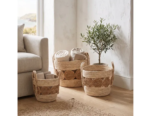 ΨΆΘΙΝΑ & ΥΦΑΣΜΆΤΙΝΑ ΚΑΛΆΘΙΑ BASKET SET CATTAIL 3 SIZES KR2002230