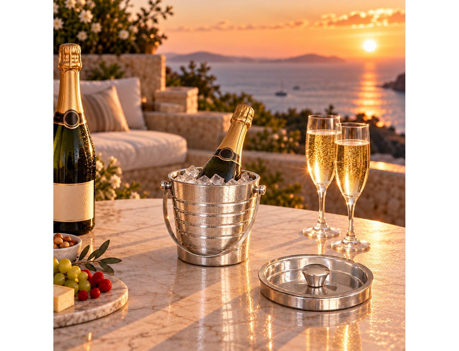 ΑΞΕΣΟΥΆΡ ΚΡΑΣΙΟΎ ICE BUCKET. STAINLESS STEEL. DOUBLE WALL WITH LID.