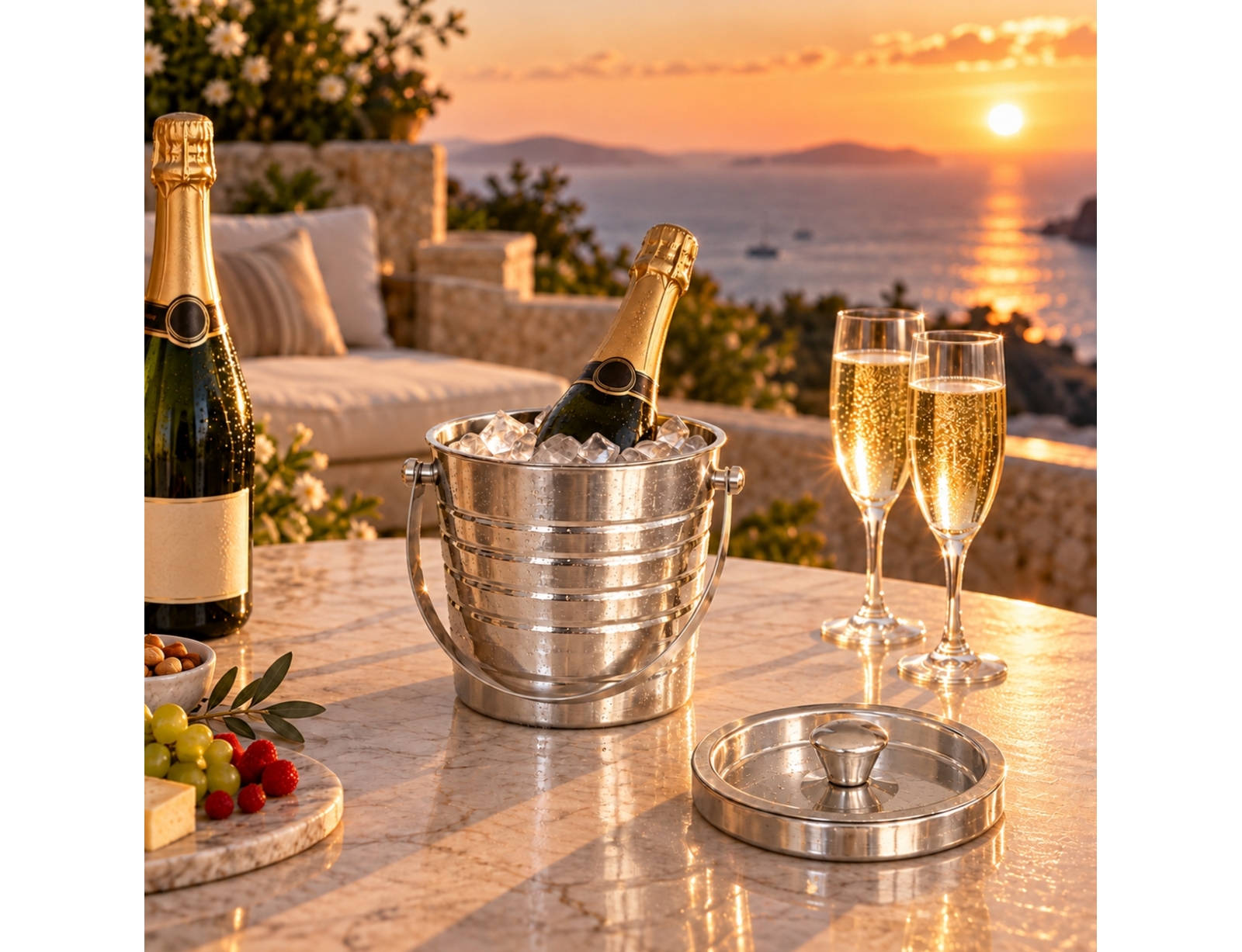ΑΞΕΣΟΥΆΡ ΚΡΑΣΙΟΎ ICE BUCKET. STAINLESS STEEL. DOUBLE WALL WITH LID.