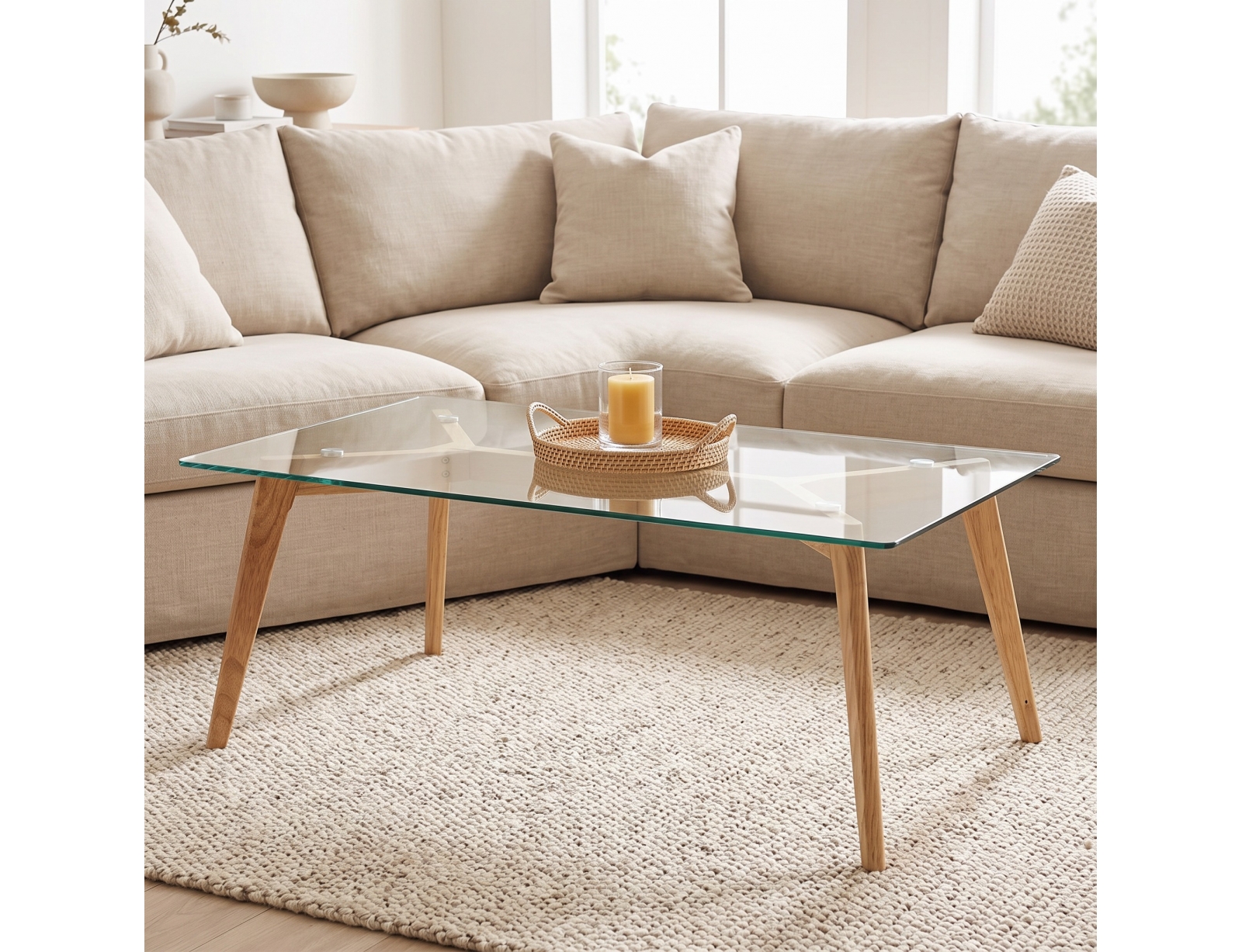 ΤΡΑΠΕΖΆΚΙΑ ΣΑΛΟΝΙΟΎ GLASS RECTANGULAR TABLE 90X60X45CM HD3801