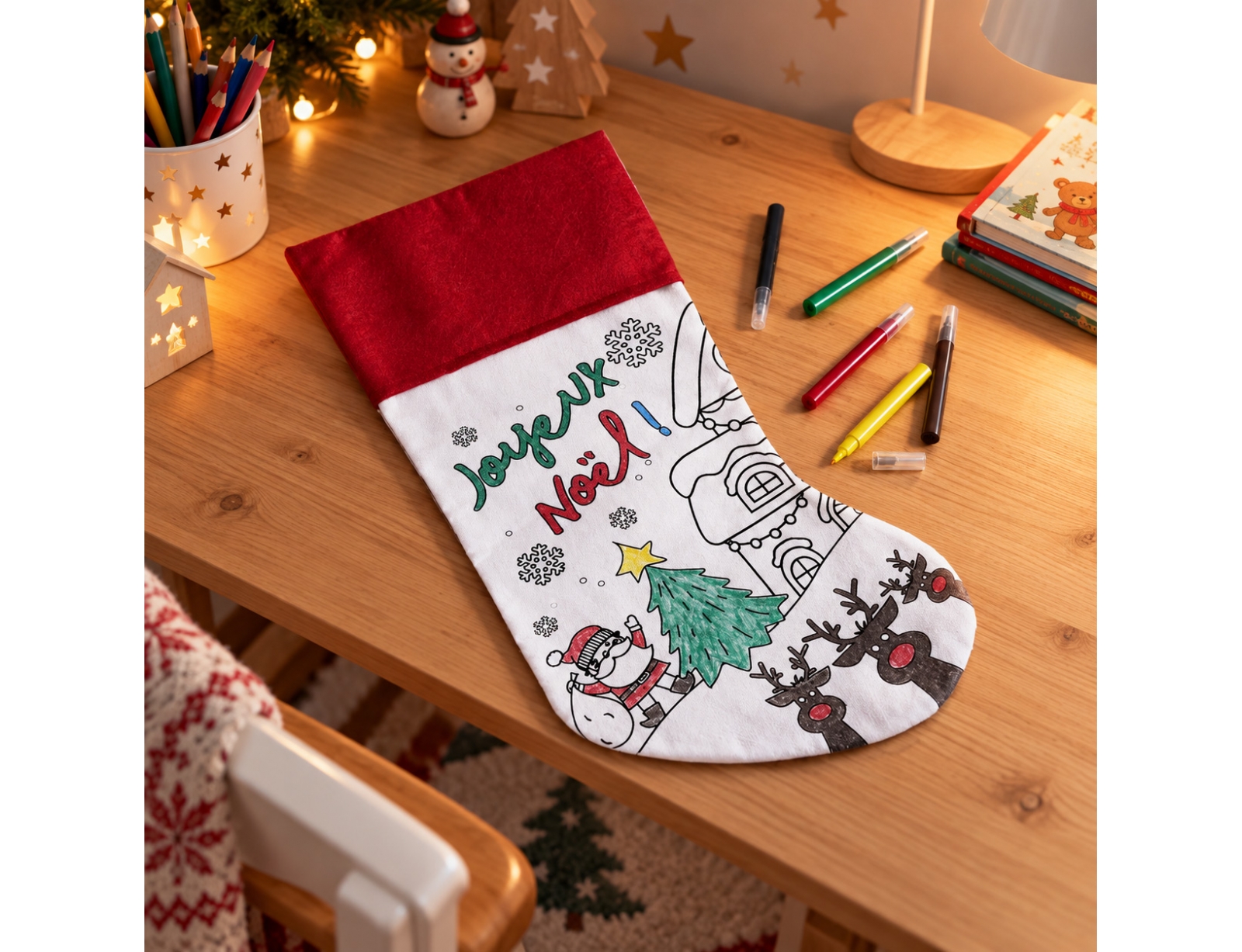 ΔΗΜΙΟΥΡΓΙΚΉ ΑΠΑΣΧΌΛΗΣΗ CHRISTMAS STOCKING TO COLOUR AND MARKERS EC0004
